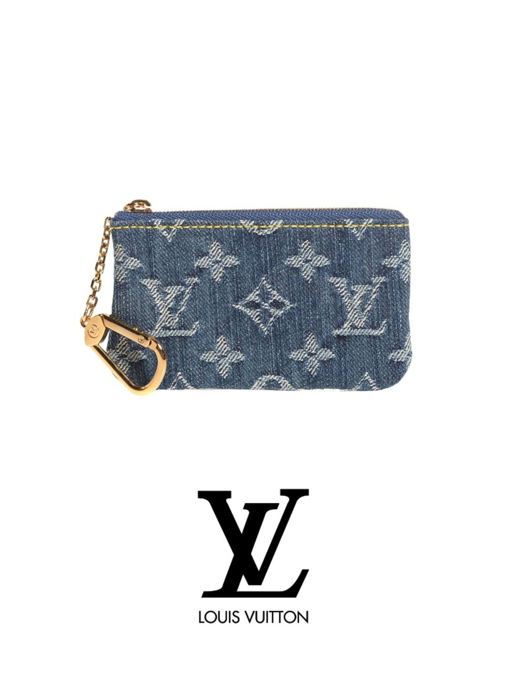 Louis Vuitton 2007/08 Pochette Cles Coin Purse Monogram Denim Blue (M95343)